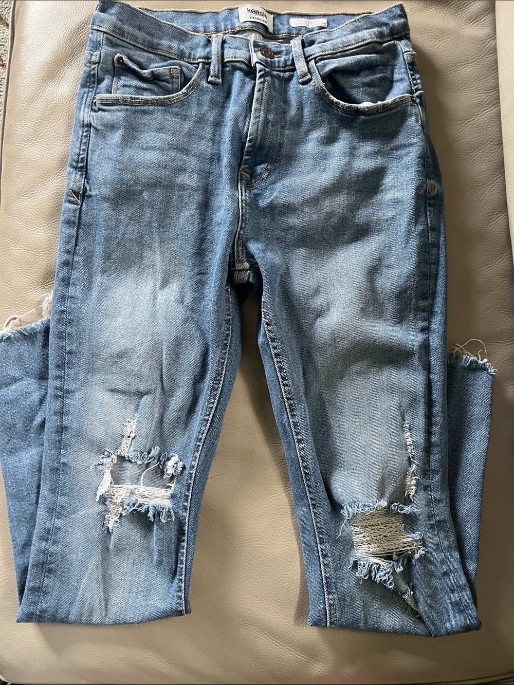 Kensie Medium Blue Distressed Skinny Jeans